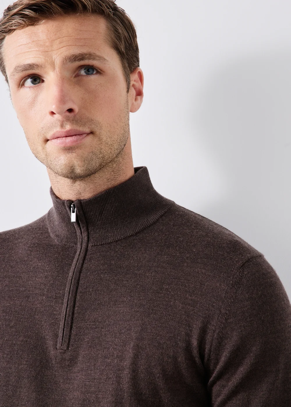 Brown Quarter Zip Jumper - S Image 3