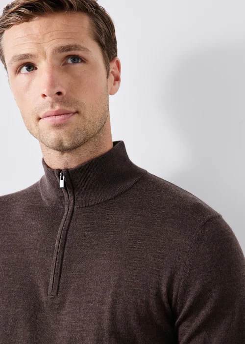 Brown Quarter Zip Jumper - S Image 3