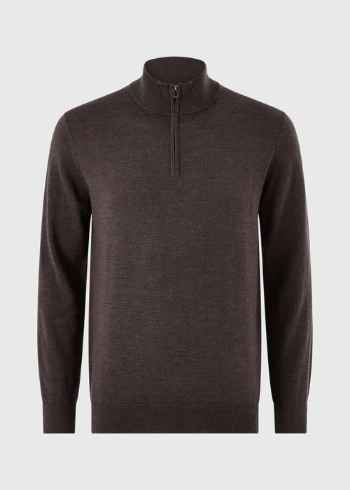 Brown Quarter Zip Jumper - S Image 5