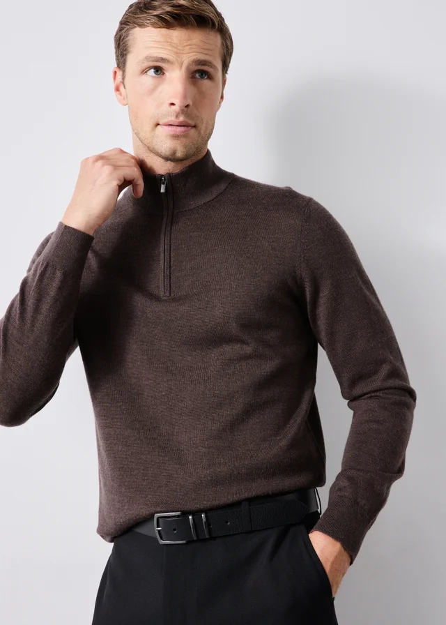 Brown Quarter Zip Jumper