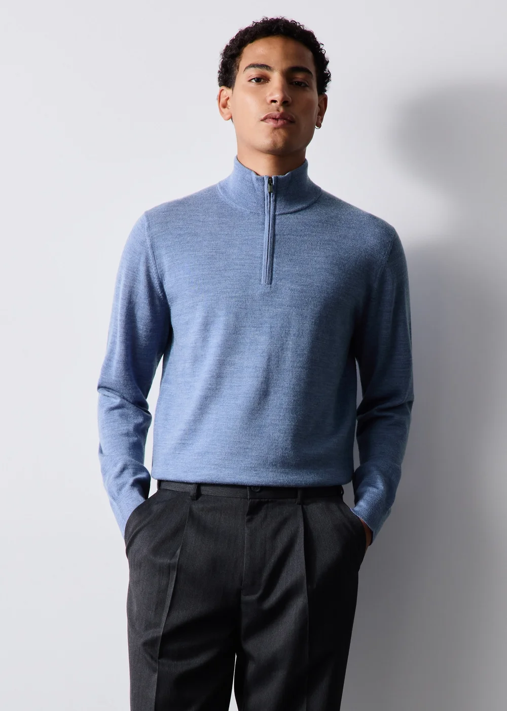 Blue Quarter Zip Jumper - S Image 1