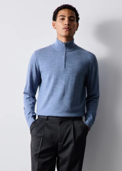 Blue Quarter Zip Jumper - S Image 1