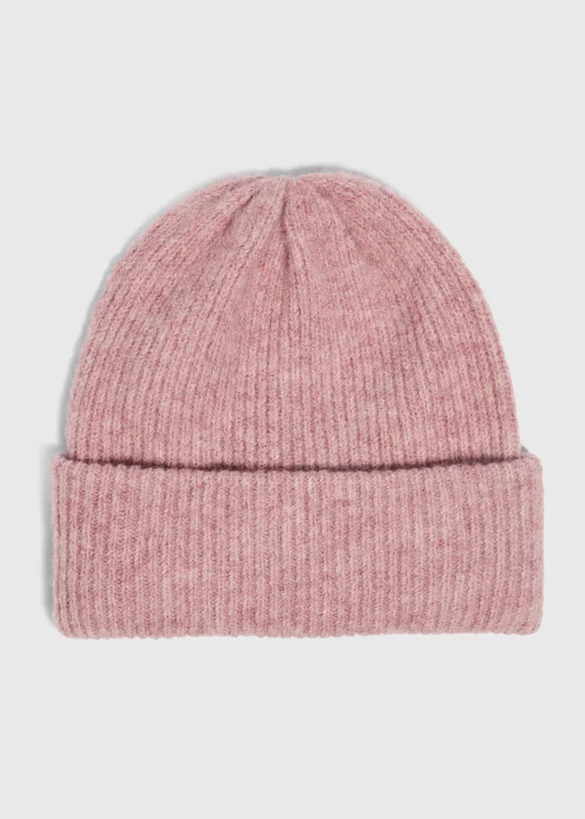 Pink Ribbed Beanie