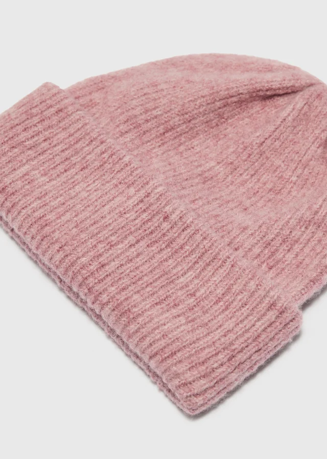 Pink Ribbed Beanie