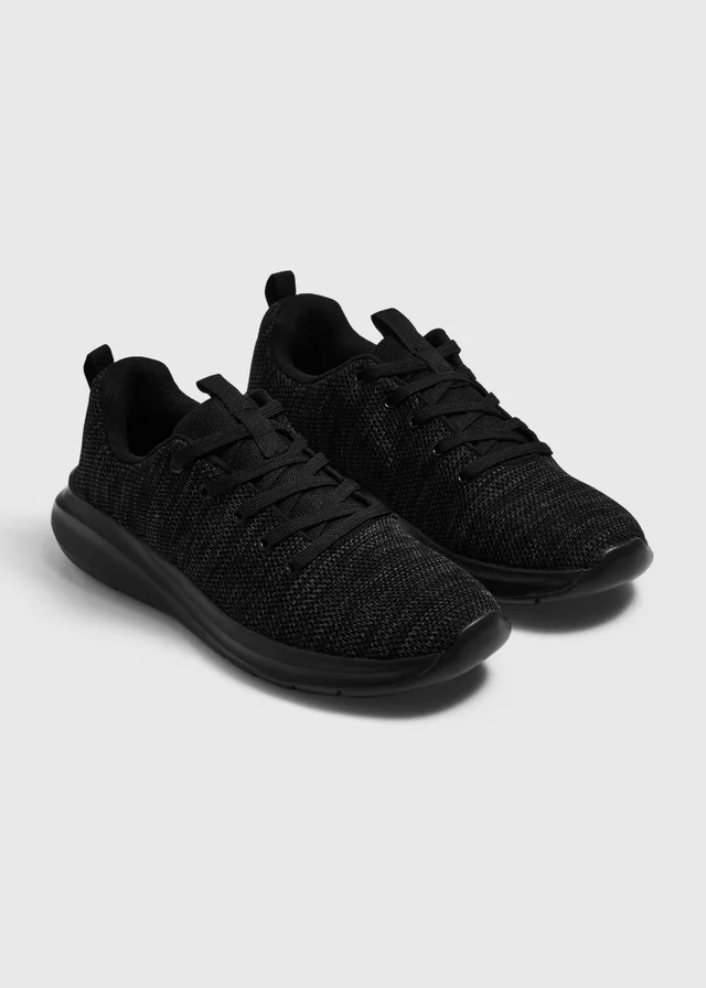Black Textured Sports Trainers