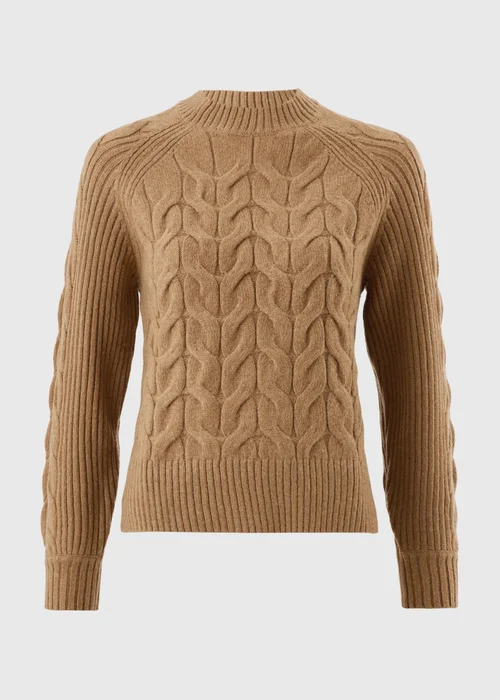 Camel Cable Knit Jumper - XS Image 5