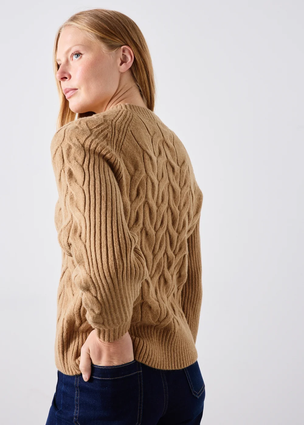 Camel Cable Knit Jumper - XS Image 2