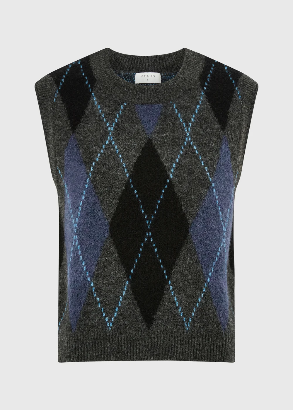 Blue Argyle Tank Knitwear Jumper - XS Image 5