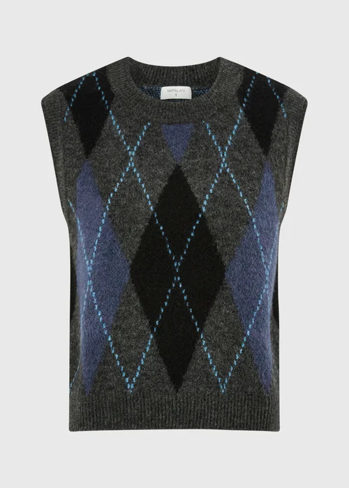 Blue Argyle Tank Knitwear Jumper - XS Image 5