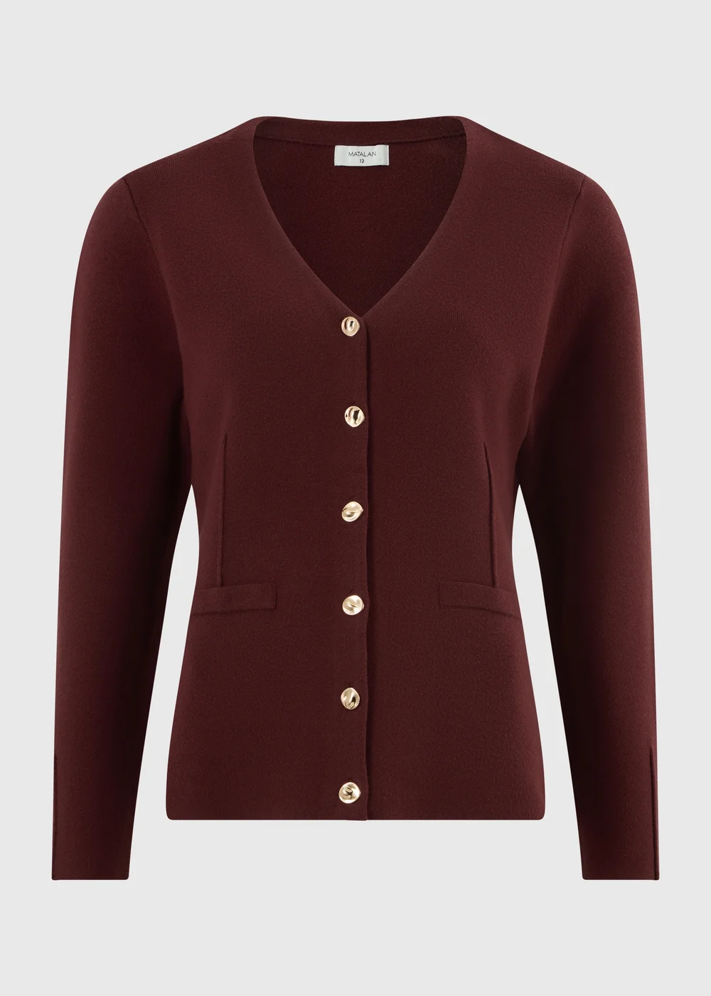 Burgundy Button Long Sleeve Co Ord Top - 8 Image 1