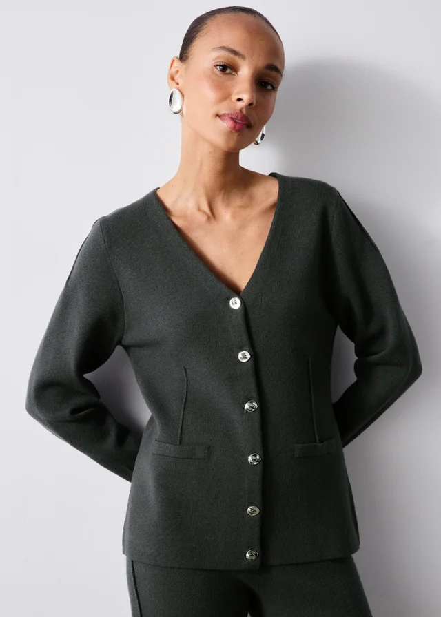 Charcoal Button Long Sleeve Co Ord Top