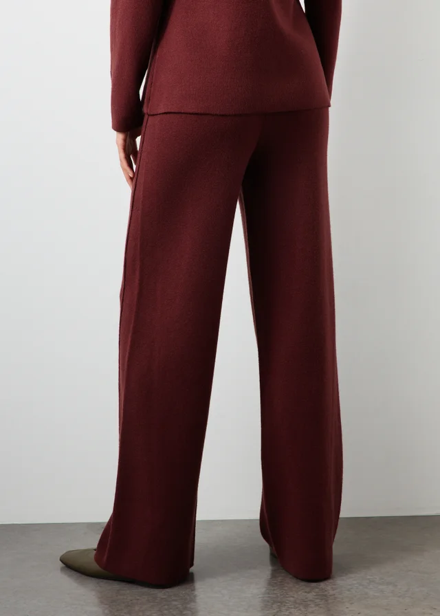 Burgundy Wide Leg Co Ord Trousers