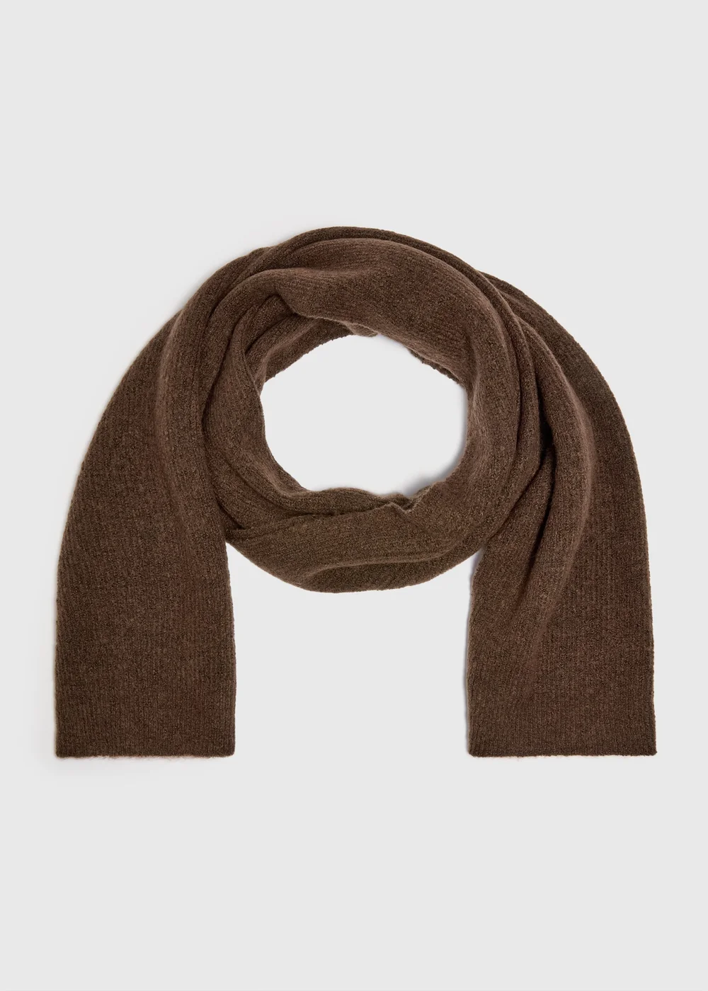 Brown Ribbed Scarf - One Size Image 1