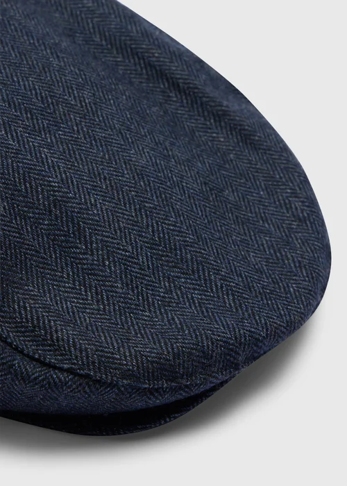 Navy Herringbone Flat Cap - S/M Image 2