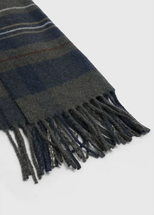 Navy & Brown Checked Scarf - One Size Image 2
