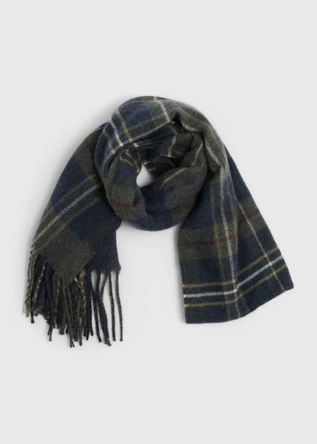 Navy & Brown Checked Scarf