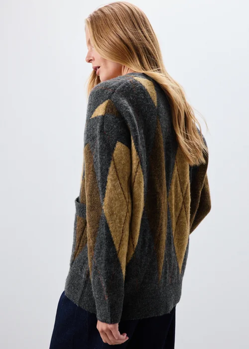 Brown Boyfriend Argyle Cardigan - XS Image 3