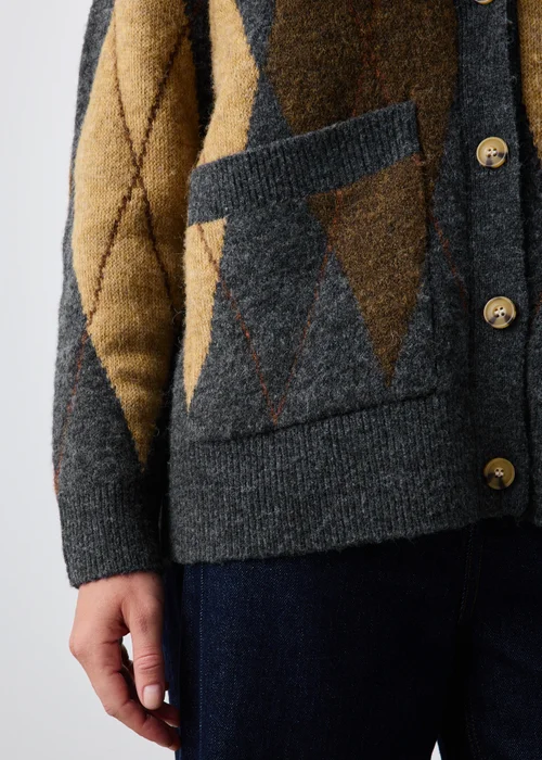 Brown Boyfriend Argyle Cardigan - XS Image 4