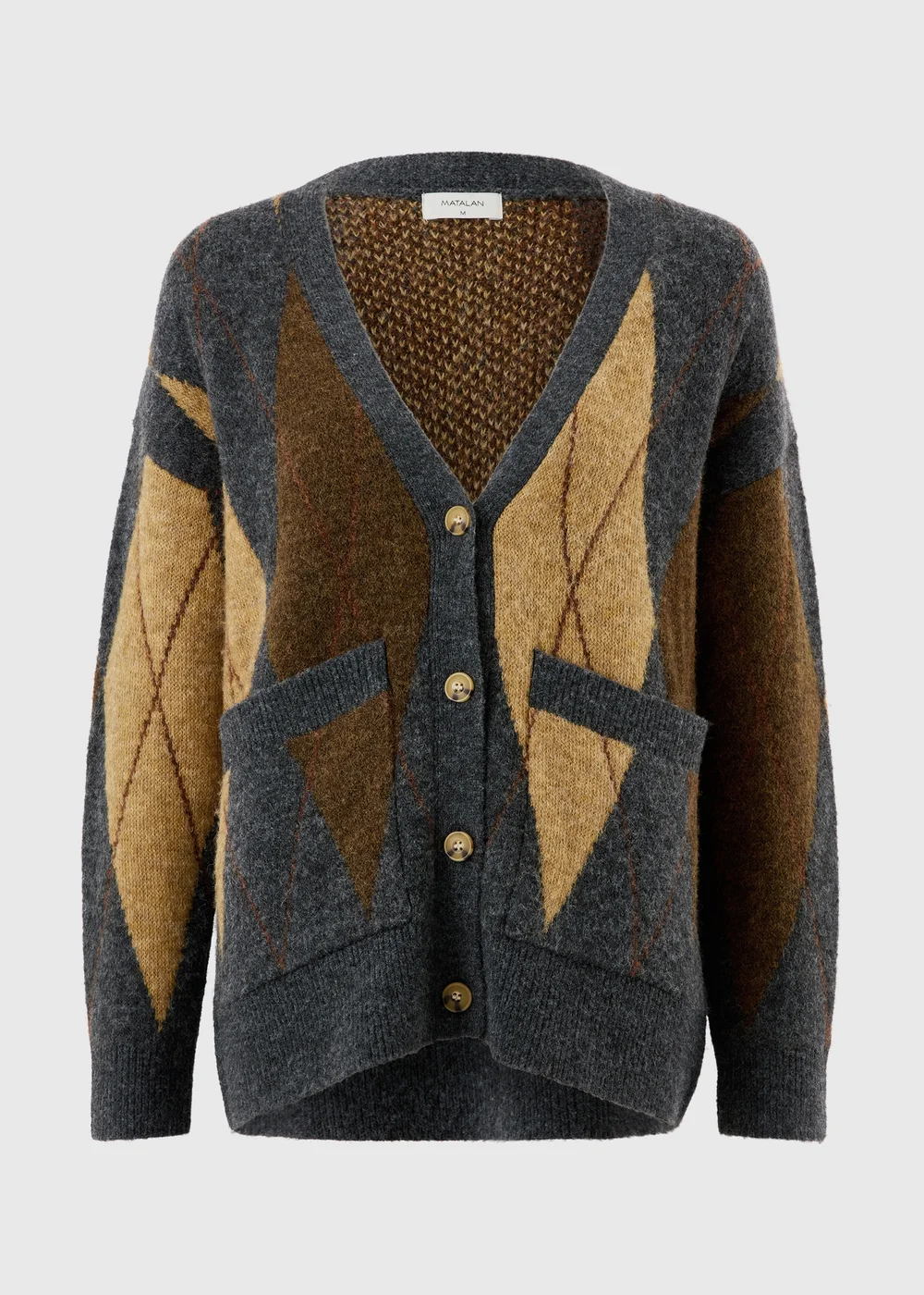 Brown Boyfriend Argyle Cardigan - XS Image 5