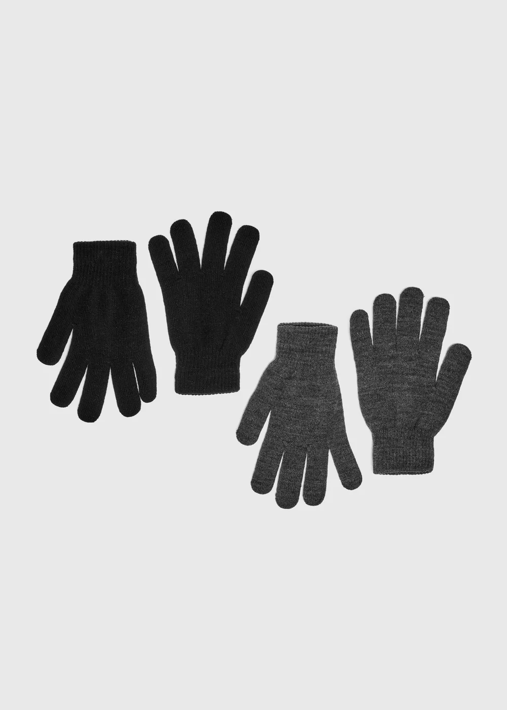 2 Pack Grey & Black Gloves - One Size Image 1