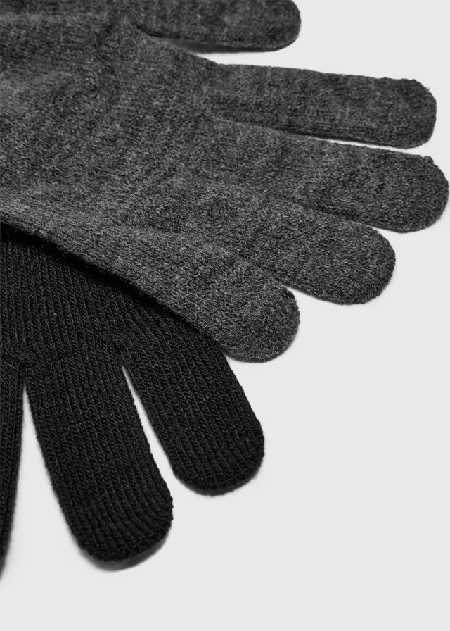2 Pack Grey & Black Gloves