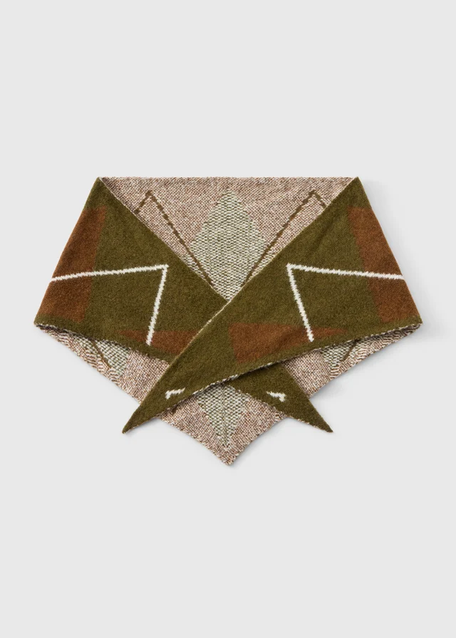 Green Argyle Triangle Scarf