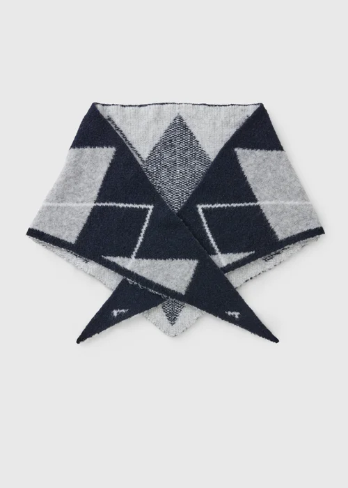 Navy Argyle Triangle Scarf - One Size Image 1