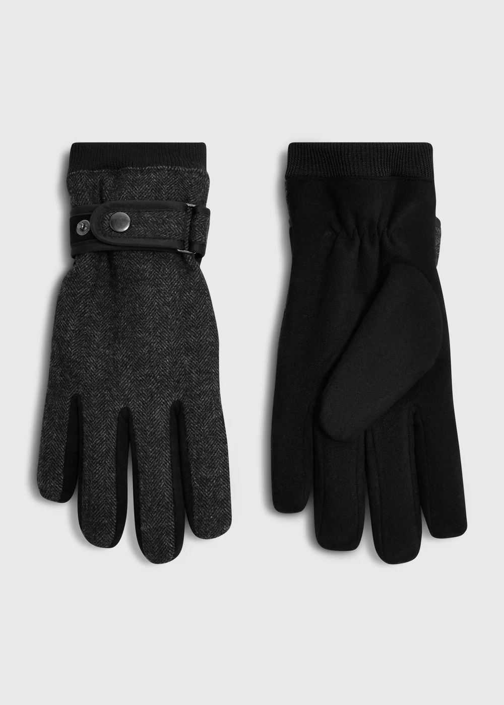 Grey Herringbone Smart Gloves - S/M Image 1