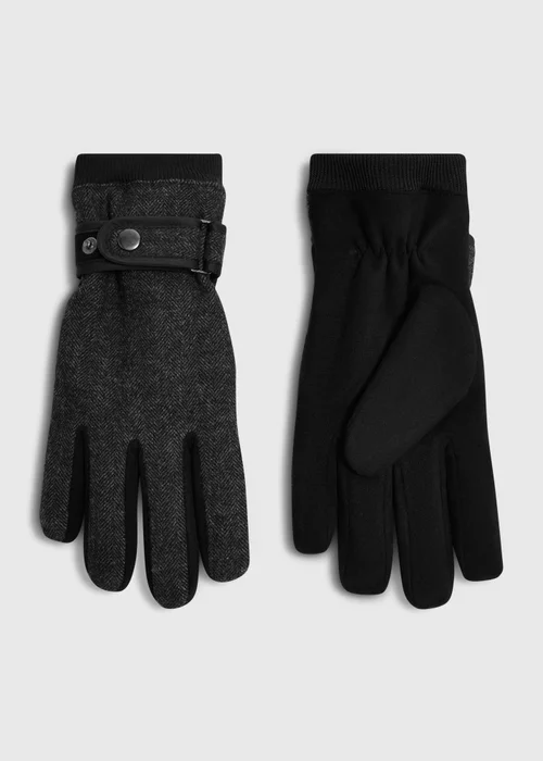 Grey Herringbone Smart Gloves - S/M Image 1