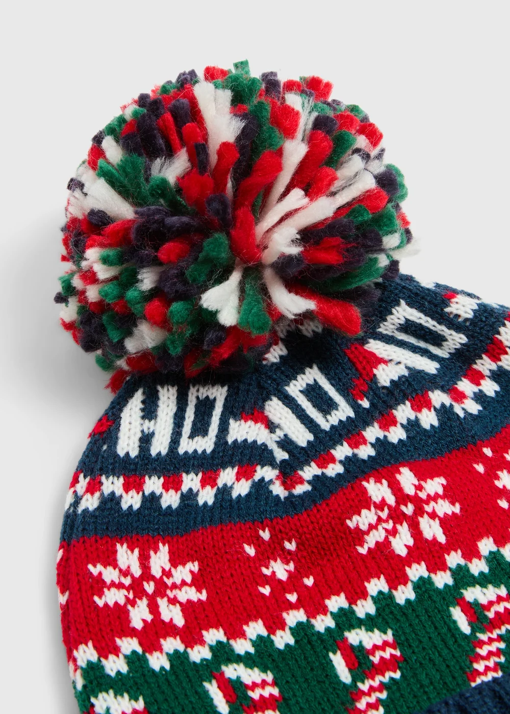 Navy Christmas Fairisle Beanie Hat - One Size Image 2