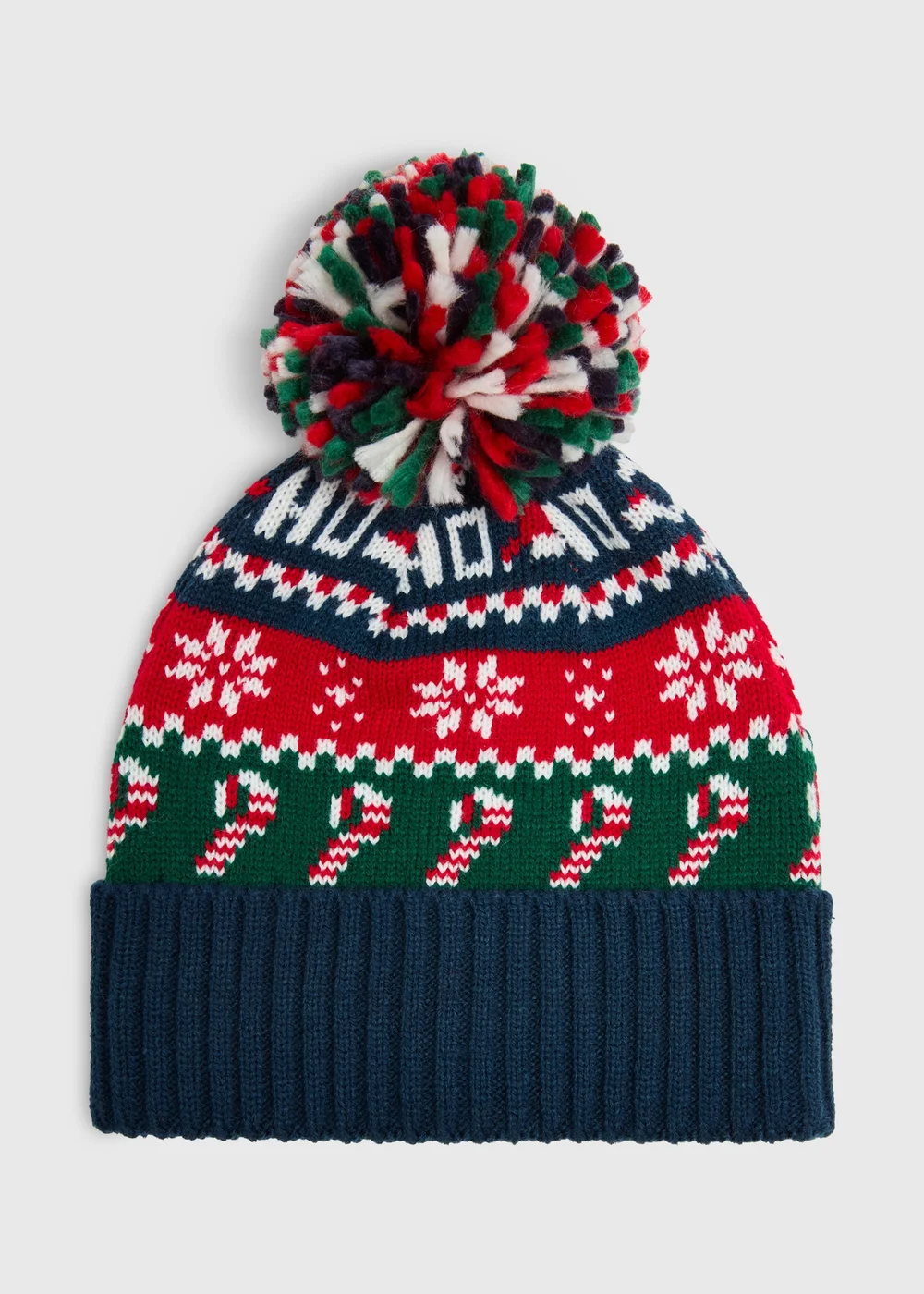 Navy Christmas Fairisle Beanie Hat - One Size Image 1