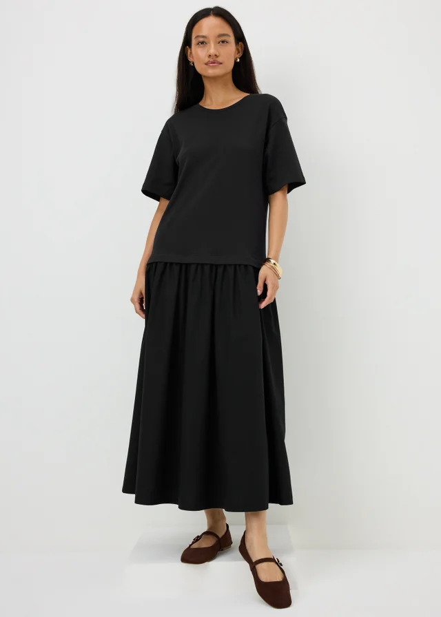 Black 2 in 1 T-Shirt Midaxi Dress