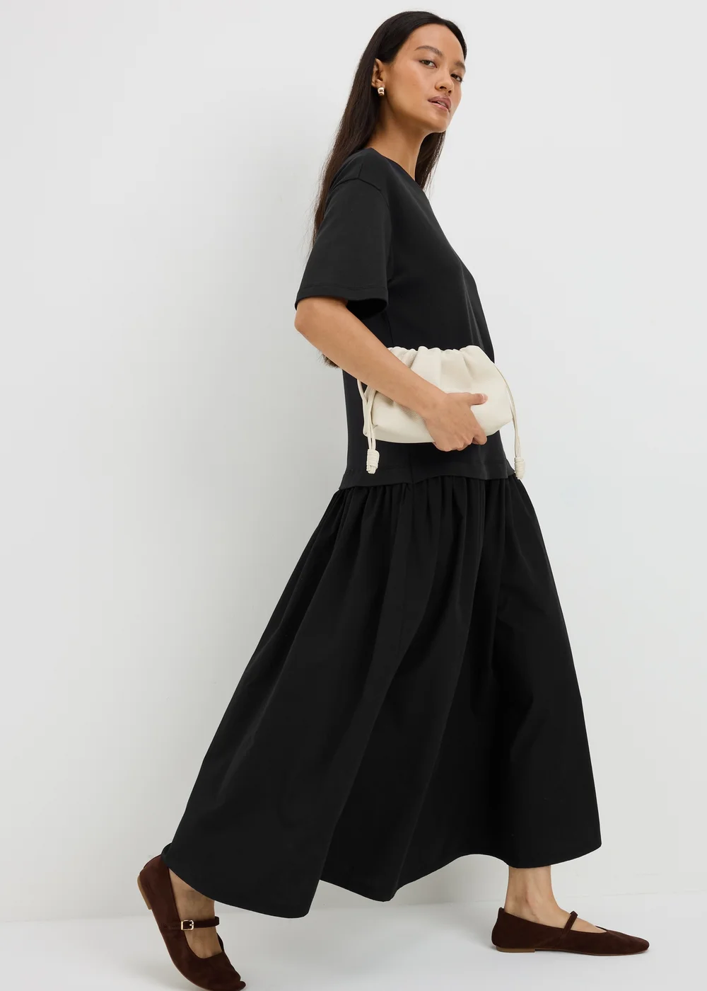 Black 2 in 1 T-Shirt Midaxi Dress - 8 Image 1