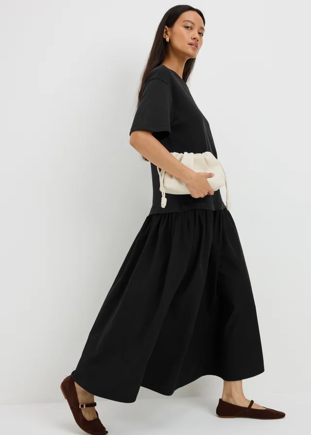 Black 2 in 1 T-Shirt Midaxi Dress
