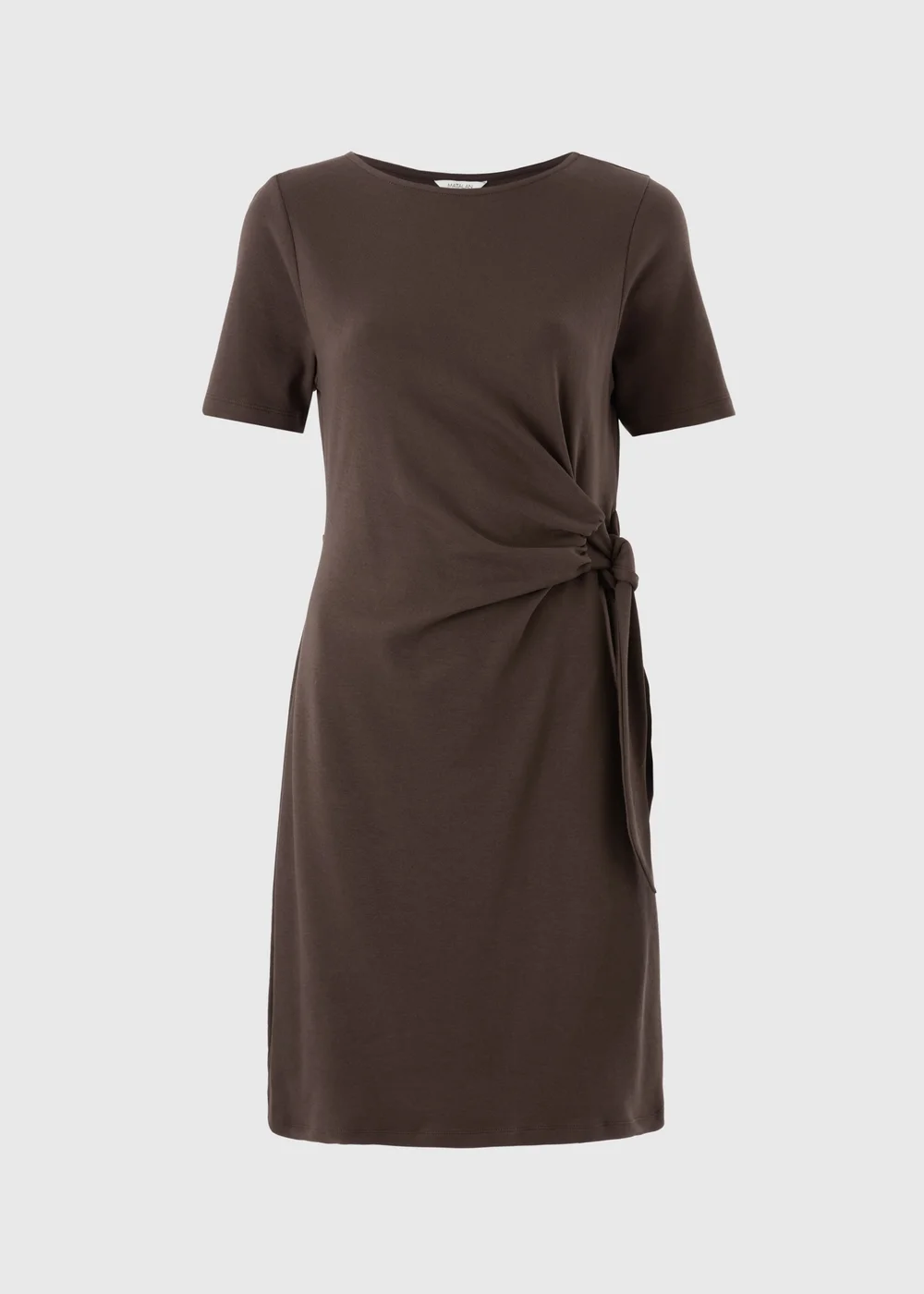 Chocolate Brown Tie Side Jersey Mini Dress - 22 Image 2