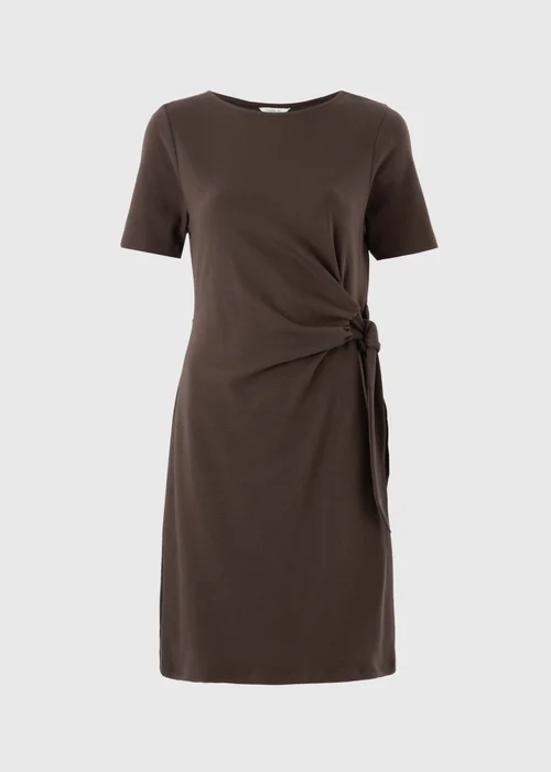 Chocolate Brown Tie Side Jersey Mini Dress - 22 Image 2