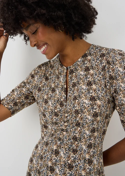Brown Animal Print Twist Front Midaxi Dress - 8 Image 2