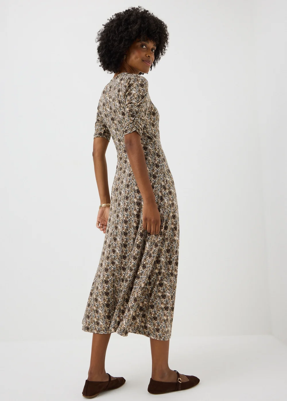 Brown Animal Print Twist Front Midaxi Dress - 8 Image 1