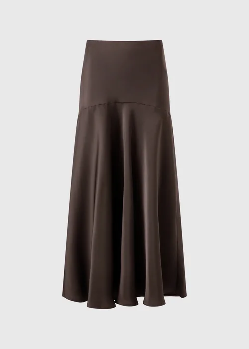 Chocolate Satin Midaxi Co Ord Skirt - 8 Image 4