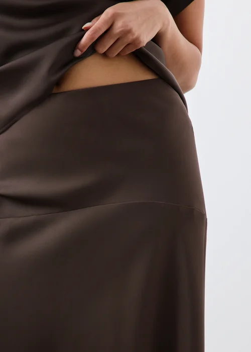 Chocolate Satin Midaxi Co Ord Skirt - 8 Image 3