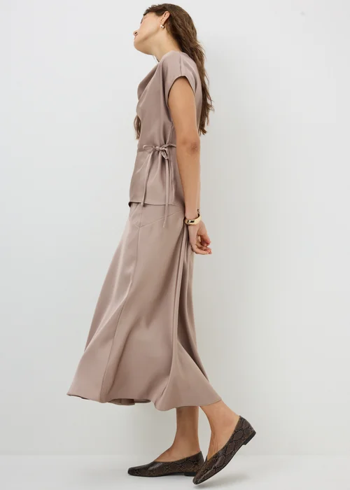 Mocha Satin Midaxi Co Ord Skirt - 8 Image 1