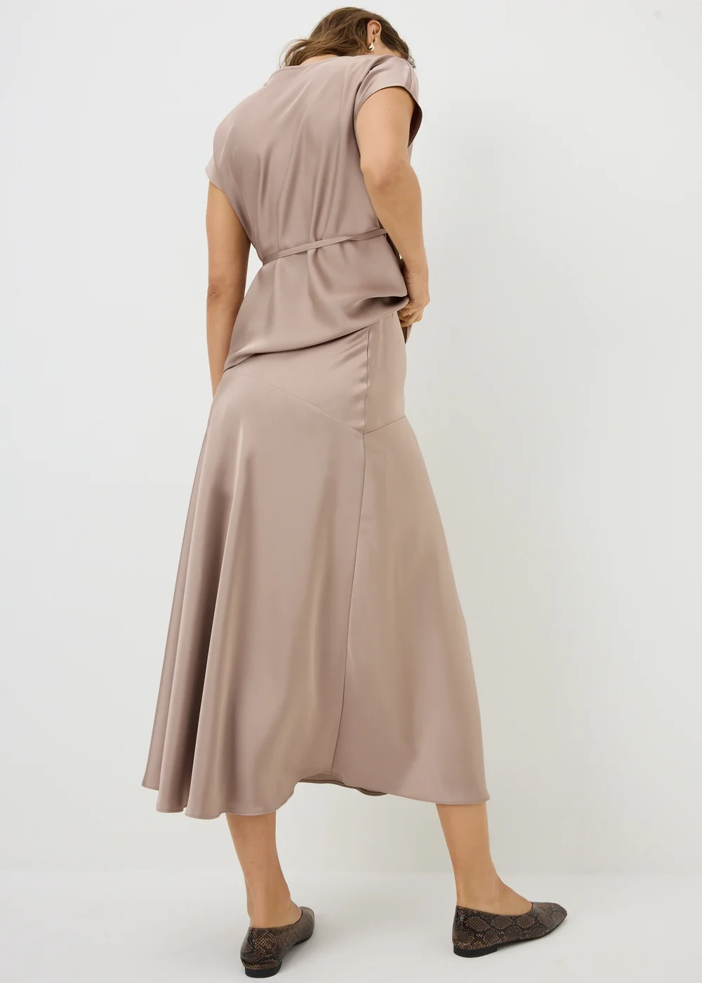 Mocha Satin Midaxi Co Ord Skirt - 8 Image 2