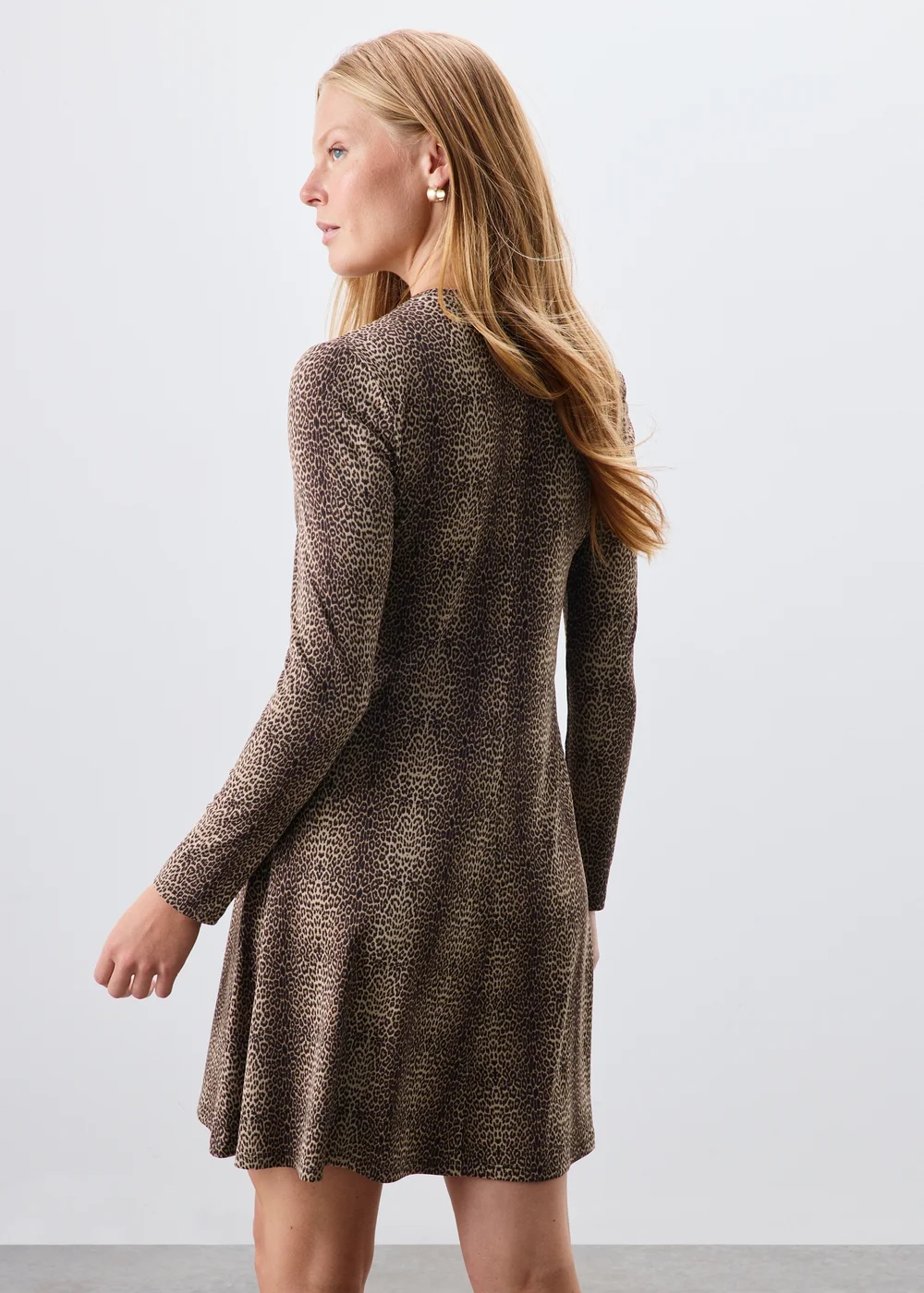 Brown Animal Print Ribbed Mini Dress - 8 Image 2