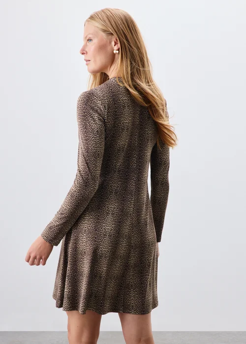 Brown Animal Print Ribbed Mini Dress - 8 Image 2