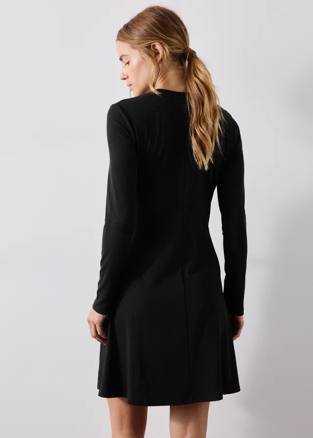Black Ribbed Mini Dress
