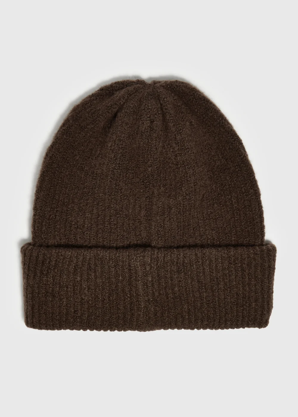 Brown Ribbed Beanie - One Size Image 1