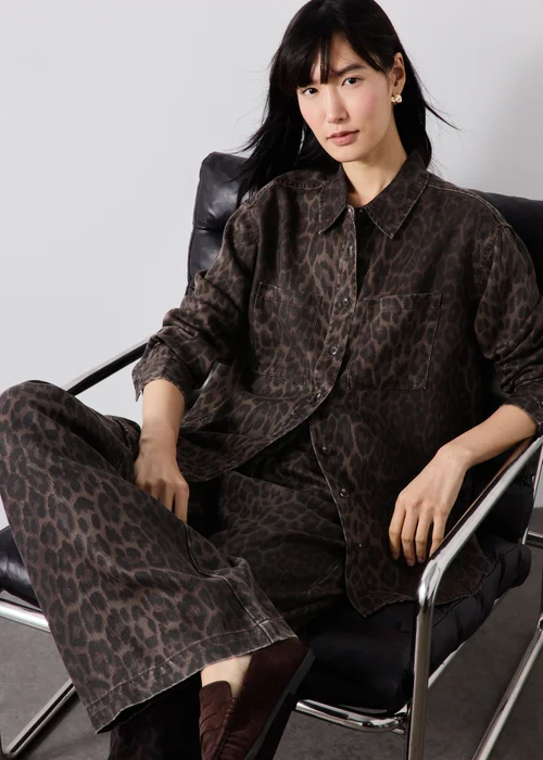 Brown Leopard Print Shirt - 8 Image 1