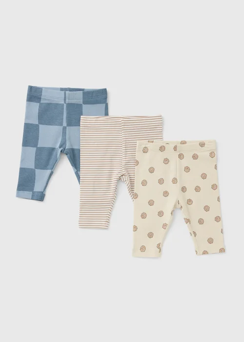 3 Pack Baby Brown Cookie Print Leggings (0-23mths) - Up to 1 Month Image 1