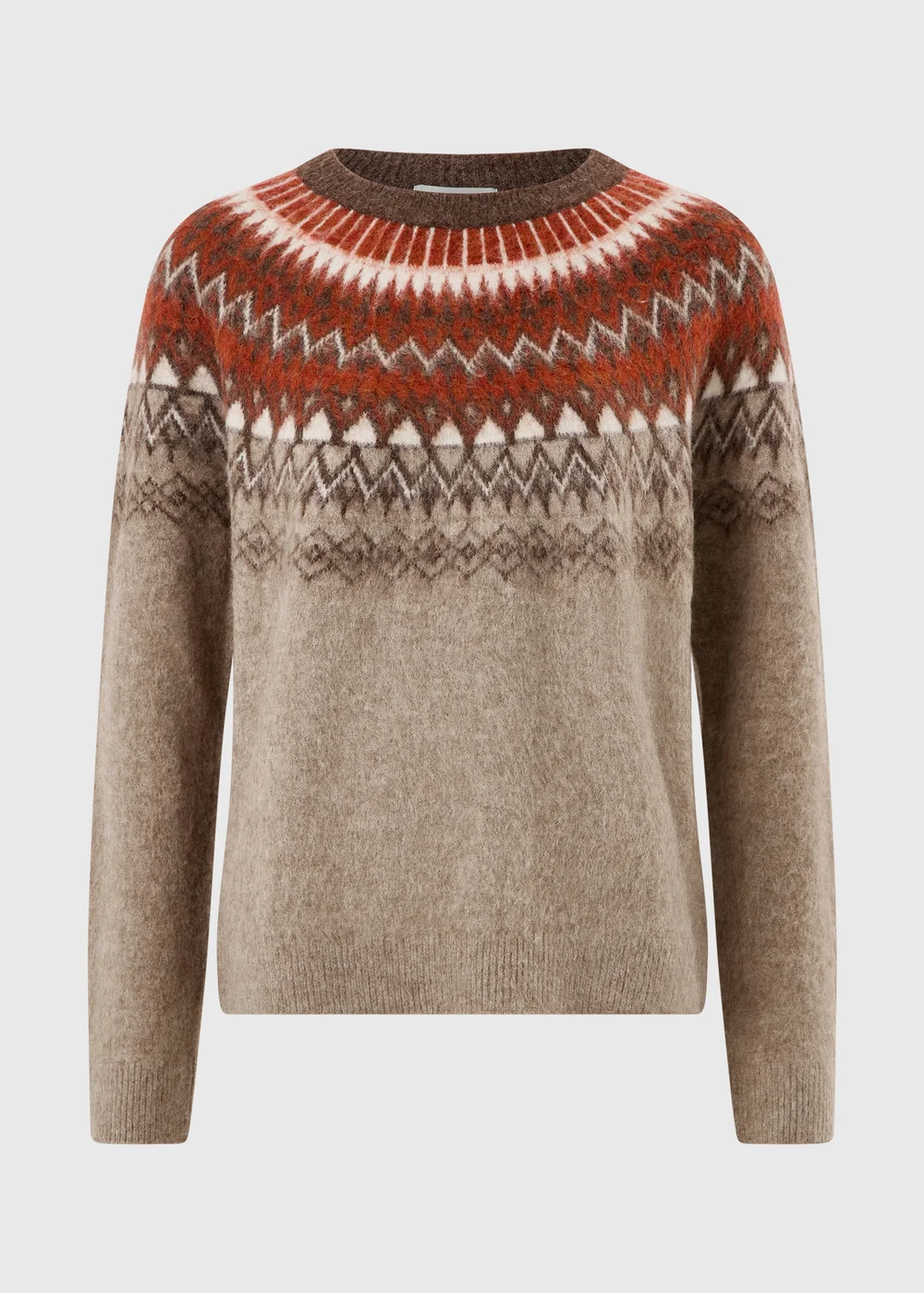Mocha Brushed Fairisle Jumper - XS Image 5