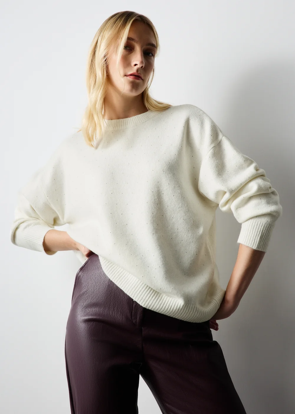 Cream Embellished Knitted Jumper - XS Image 1